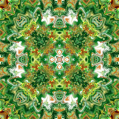 Benzersiz mandala, Oriental yuvarlak desen, mistik motifi, egzotik arka plan. Fantastik fraktal tasarım, geometrik doku parlayan renkli dijital sanat.