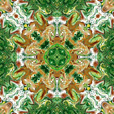 Benzersiz mandala, Oriental yuvarlak desen, mistik motifi, egzotik arka plan. Fantastik fraktal tasarım, geometrik doku parlayan renkli dijital sanat.