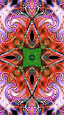 Benzersiz mandala, Oriental yuvarlak desen, mistik motifi, egzotik arka plan. Fantastik fraktal tasarım, geometrik doku parlayan renkli dijital sanat.