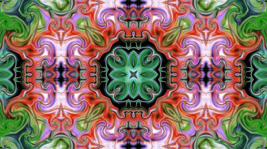 Benzersiz mandala, Oriental yuvarlak desen, mistik motifi, egzotik arka plan. Fantastik fraktal tasarım, geometrik doku parlayan renkli dijital sanat.