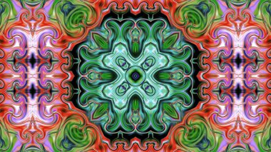 Benzersiz mandala, Oriental yuvarlak desen, mistik motifi, egzotik arka plan. Fantastik fraktal tasarım, geometrik doku parlayan renkli dijital sanat.