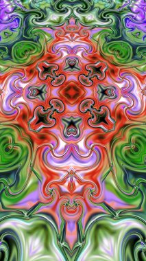 Benzersiz mandala, Oriental yuvarlak desen, mistik motifi, egzotik arka plan. Fantastik fraktal tasarım, geometrik doku parlayan renkli dijital sanat.