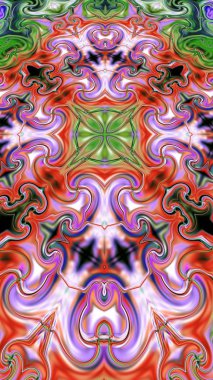 Benzersiz mandala, Oriental yuvarlak desen, mistik motifi, egzotik arka plan. Fantastik fraktal tasarım, geometrik doku parlayan renkli dijital sanat.