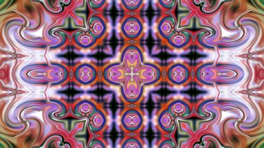 Benzersiz mandala, Oriental yuvarlak desen, mistik motifi, egzotik arka plan. Fantastik fraktal tasarım, geometrik doku parlayan renkli dijital sanat.