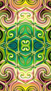 Benzersiz mandala, Oriental yuvarlak desen, mistik motifi, egzotik arka plan. Fantastik fraktal tasarım, geometrik doku parlayan renkli dijital sanat.