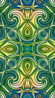 Benzersiz mandala, Oriental yuvarlak desen, mistik motifi, egzotik arka plan. Fantastik fraktal tasarım, geometrik doku parlayan renkli dijital sanat.