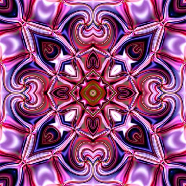 Benzersiz mandala, Oriental yuvarlak desen, mistik motifi, egzotik arka plan. Fantastik fraktal tasarım, geometrik doku parlayan renkli dijital sanat.