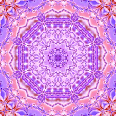 Benzersiz mandala, Oriental yuvarlak desen, mistik motifi, egzotik arka plan. Fantastik fraktal tasarım, geometrik doku parlayan renkli dijital sanat.