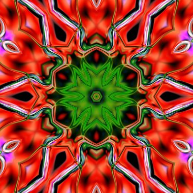 Benzersiz mandala, Oriental yuvarlak desen, mistik motifi, egzotik arka plan. Fantastik fraktal tasarım, geometrik doku parlayan renkli dijital sanat.