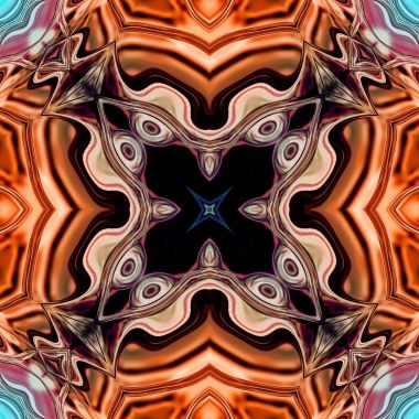 Benzersiz mandala, Oriental yuvarlak desen, mistik motifi, egzotik arka plan. Fantastik fraktal tasarım, geometrik doku parlayan renkli dijital sanat.