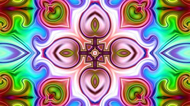 Benzersiz mandala, Oriental yuvarlak desen, mistik motifi, egzotik arka plan. Fantastik fraktal tasarım, geometrik doku parlayan renkli dijital sanat.