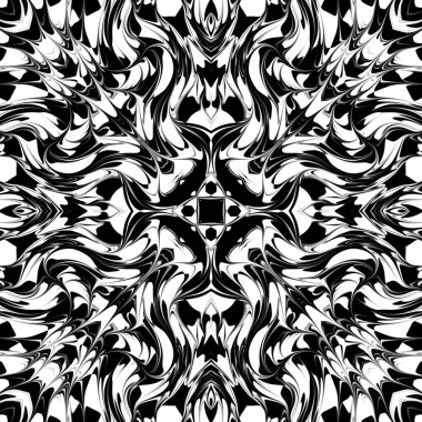 Benzersiz mandala, Oriental yuvarlak desen, mistik motifi, egzotik arka plan. Fantastik fraktal tasarım, geometrik doku parlayan renkli dijital sanat.