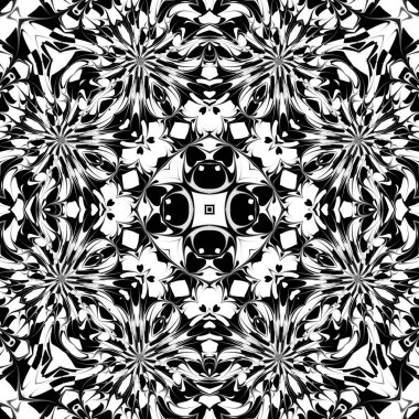 Benzersiz mandala, Oriental yuvarlak desen, mistik motifi, egzotik arka plan. Fantastik fraktal tasarım, geometrik doku parlayan renkli dijital sanat.