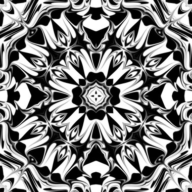 Benzersiz mandala, Oriental yuvarlak desen, mistik motifi, egzotik arka plan. Fantastik fraktal tasarım, geometrik doku parlayan renkli dijital sanat.