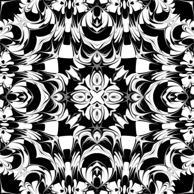 Benzersiz mandala, Oriental yuvarlak desen, mistik motifi, egzotik arka plan. Fantastik fraktal tasarım, geometrik doku parlayan renkli dijital sanat.