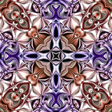 Benzersiz mandala, Oriental yuvarlak desen, mistik motifi, egzotik arka plan. Fantastik fraktal tasarım, geometrik doku parlayan renkli dijital sanat.