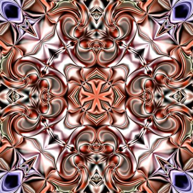 Benzersiz mandala, Oriental yuvarlak desen, mistik motifi, egzotik arka plan. Fantastik fraktal tasarım, geometrik doku parlayan renkli dijital sanat.