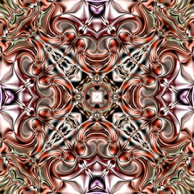 Benzersiz mandala, Oriental yuvarlak desen, mistik motifi, egzotik arka plan. Fantastik fraktal tasarım, geometrik doku parlayan renkli dijital sanat.