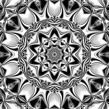 Benzersiz mandala, Oriental yuvarlak desen, mistik motifi, egzotik arka plan. Fantastik fraktal tasarım, geometrik doku parlayan renkli dijital sanat.