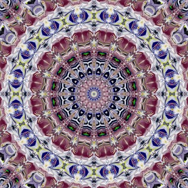 Benzersiz mandala, Oriental yuvarlak desen, mistik motifi, egzotik arka plan. Fantastik fraktal tasarım, geometrik doku parlayan renkli dijital sanat.