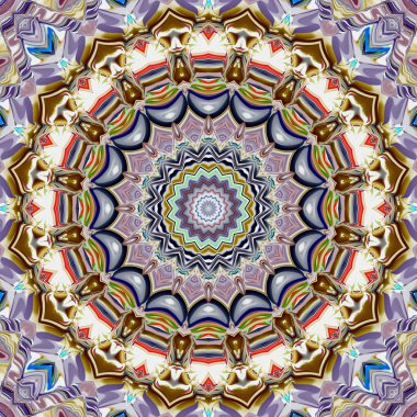 Benzersiz mandala, Oriental yuvarlak desen, mistik motifi, egzotik arka plan. Fantastik fraktal tasarım, geometrik doku parlayan renkli dijital sanat.