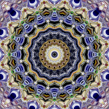 Benzersiz mandala, Oriental yuvarlak desen, mistik motifi, egzotik arka plan. Fantastik fraktal tasarım, geometrik doku parlayan renkli dijital sanat.