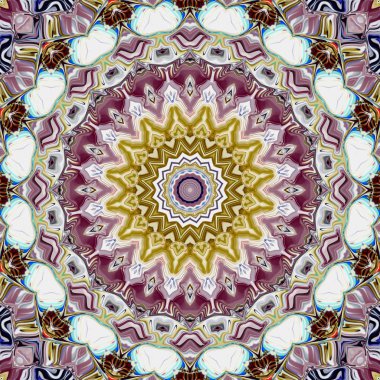 Benzersiz mandala, Oriental yuvarlak desen, mistik motifi, egzotik arka plan. Fantastik fraktal tasarım, geometrik doku parlayan renkli dijital sanat.