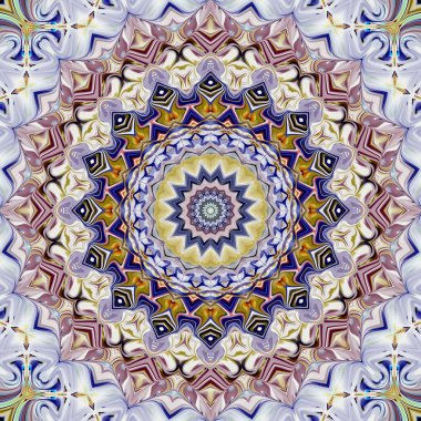 Benzersiz mandala, Oriental yuvarlak desen, mistik motifi, egzotik arka plan. Fantastik fraktal tasarım, geometrik doku parlayan renkli dijital sanat.