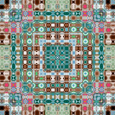 Benzersiz mandala, Oriental yuvarlak desen, mistik motifi, egzotik arka plan. Fantastik fraktal tasarım, geometrik doku parlayan renkli dijital sanat.