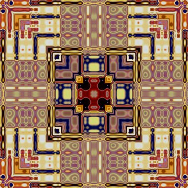 Benzersiz mandala, Oriental yuvarlak desen, mistik motifi, egzotik arka plan. Fantastik fraktal tasarım, geometrik doku parlayan renkli dijital sanat.