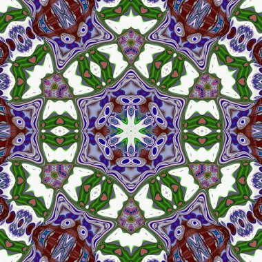 Benzersiz mandala, Oriental yuvarlak desen, mistik motifi, egzotik arka plan. Fantastik fraktal tasarım, geometrik doku parlayan renkli dijital sanat.