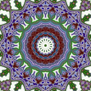 Benzersiz mandala, Oriental yuvarlak desen, mistik motifi, egzotik arka plan. Fantastik fraktal tasarım, geometrik doku parlayan renkli dijital sanat.