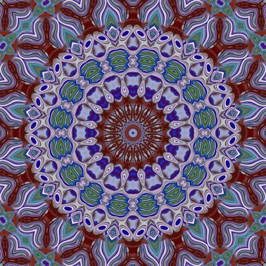 Benzersiz mandala, Oriental yuvarlak desen, mistik motifi, egzotik arka plan. Fantastik fraktal tasarım, geometrik doku parlayan renkli dijital sanat.