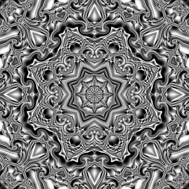 Benzersiz mandala, Oriental yuvarlak desen, mistik motifi, egzotik arka plan. Fantastik fraktal tasarım, geometrik doku parlayan renkli dijital sanat.