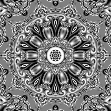 Benzersiz mandala, Oriental yuvarlak desen, mistik motifi, egzotik arka plan. Fantastik fraktal tasarım, geometrik doku parlayan renkli dijital sanat.