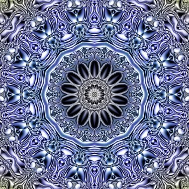 Benzersiz mandala, Oriental yuvarlak desen, mistik motifi, egzotik arka plan. Fantastik fraktal tasarım, geometrik doku parlayan renkli dijital sanat.