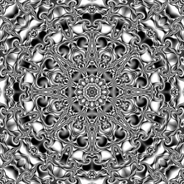 Benzersiz mandala, Oriental yuvarlak desen, mistik motifi, egzotik arka plan. Fantastik fraktal tasarım, geometrik doku parlayan renkli dijital sanat.