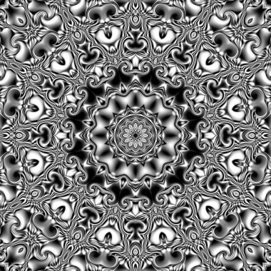 Benzersiz mandala, Oriental yuvarlak desen, mistik motifi, egzotik arka plan. Fantastik fraktal tasarım, geometrik doku parlayan renkli dijital sanat.