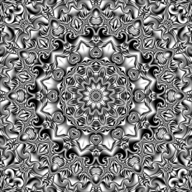 Benzersiz mandala, Oriental yuvarlak desen, mistik motifi, egzotik arka plan. Fantastik fraktal tasarım, geometrik doku parlayan renkli dijital sanat.