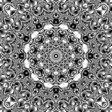 Benzersiz mandala, Oriental yuvarlak desen, mistik motifi, egzotik arka plan. Fantastik fraktal tasarım, geometrik doku parlayan renkli dijital sanat.