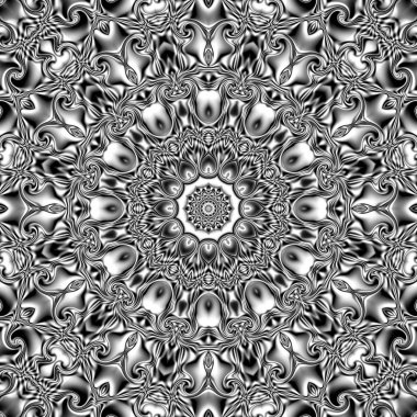 Benzersiz mandala, Oriental yuvarlak desen, mistik motifi, egzotik arka plan. Fantastik fraktal tasarım, geometrik doku parlayan renkli dijital sanat.