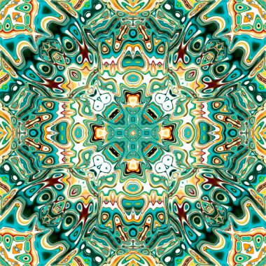 Benzersiz mandala, Oriental yuvarlak desen, mistik motifi, egzotik arka plan. Fantastik fraktal tasarım, geometrik doku parlayan renkli dijital sanat.