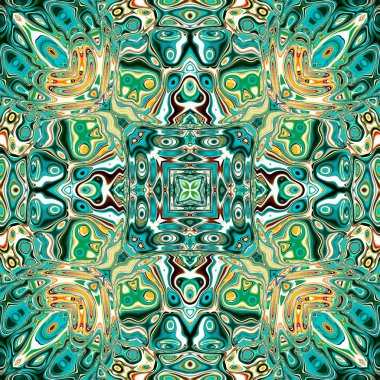 Benzersiz mandala, Oriental yuvarlak desen, mistik motifi, egzotik arka plan. Fantastik fraktal tasarım, geometrik doku parlayan renkli dijital sanat.