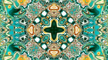 Benzersiz mandala, Oriental yuvarlak desen, mistik motifi, egzotik arka plan. Fantastik fraktal tasarım, geometrik doku parlayan renkli dijital sanat.