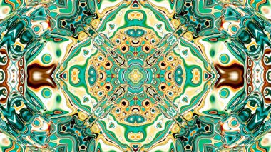 Benzersiz mandala, Oriental yuvarlak desen, mistik motifi, egzotik arka plan. Fantastik fraktal tasarım, geometrik doku parlayan renkli dijital sanat.