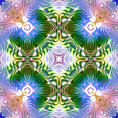 Benzersiz mandala, Oriental yuvarlak desen, mistik motifi, egzotik arka plan. Fantastik fraktal tasarım, geometrik doku parlayan renkli dijital sanat.