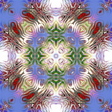 Benzersiz mandala, Oriental yuvarlak desen, mistik motifi, egzotik arka plan. Fantastik fraktal tasarım, geometrik doku parlayan renkli dijital sanat.