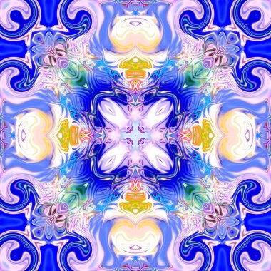 Benzersiz mandala, Oriental yuvarlak desen, mistik motifi, egzotik arka plan. Fantastik fraktal tasarım, geometrik doku parlayan renkli dijital sanat.