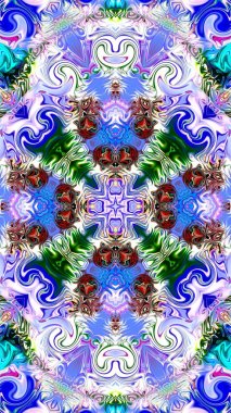 Benzersiz mandala, Oriental yuvarlak desen, mistik motifi, egzotik arka plan. Fantastik fraktal tasarım, geometrik doku parlayan renkli dijital sanat.