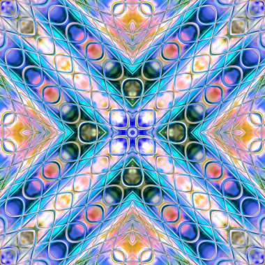 Benzersiz mandala, Oriental yuvarlak desen, mistik motifi, egzotik arka plan. Fantastik fraktal tasarım, geometrik doku parlayan renkli dijital sanat.